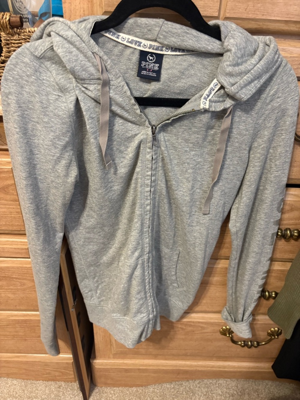 Victoria's Secret PINK Light Gray Zip-Up Hoodie Sweater